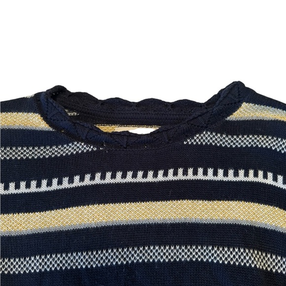 LOFT Striped Sweater in Black and Gold, Relaxed Fit, Cozy, Festive,Retro - Picture 8 of 13